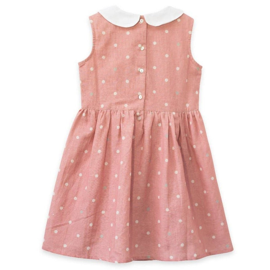 Beet World Cotton Herbie Dress | Pink Polka Dot - Back