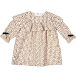 Bébé Sweeny Constance Dress Dress in Grey & White Check with Velvet Bows - CapuletKids