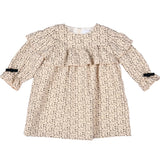 Bébé Sweeny Constance Dress Dress in Grey & White Check with Velvet Bows - CapuletKids