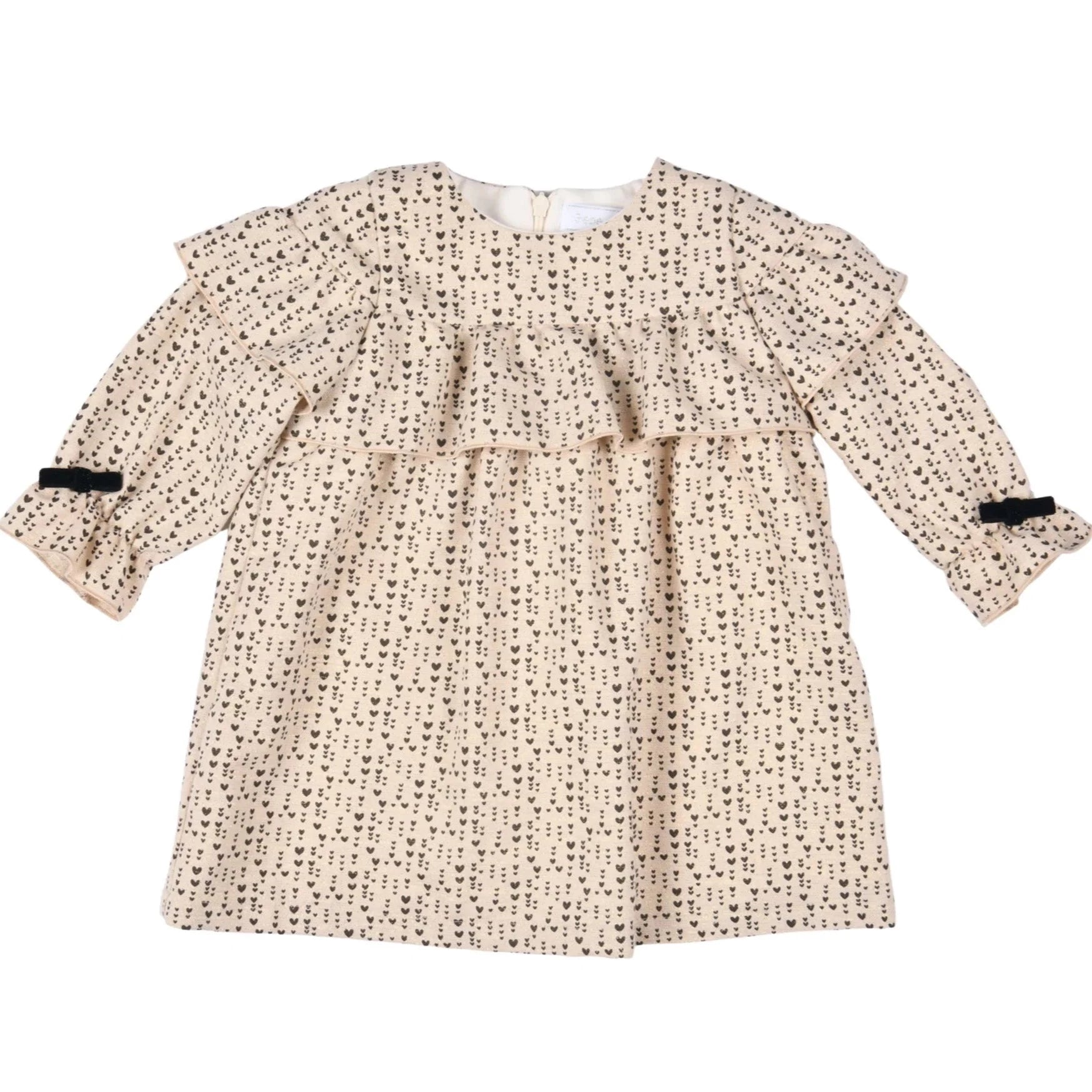 Bébé Sweeny Constance Dress Dress in Grey & White Check with Velvet Bows - CapuletKids