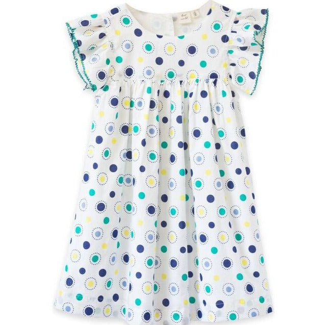 Beet World Hannah Dress | Blue Polka Dot for Baby Girls and girls 2Y-8Y