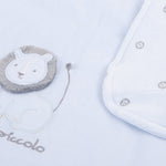 Tutto Piccolo blue baby blanket with embroidered lion detail