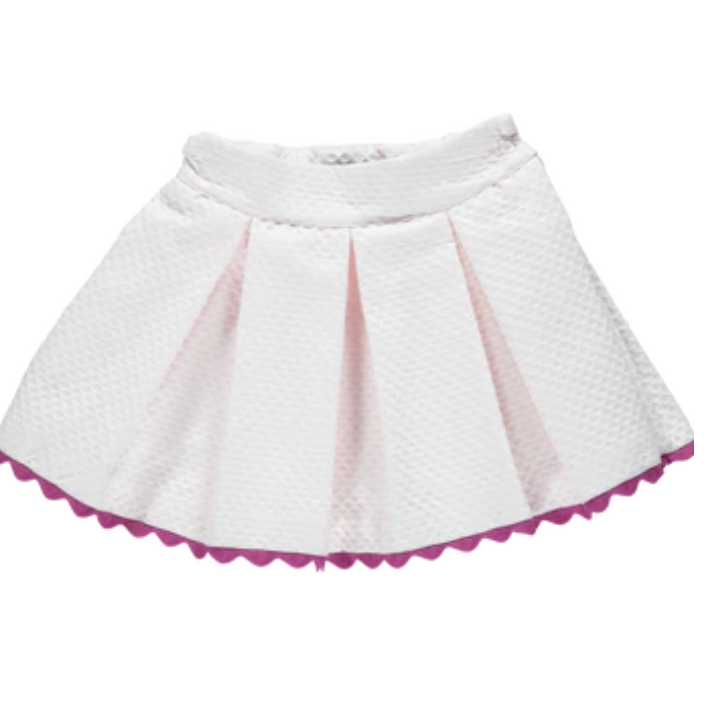 Piccola Speranza Pink Pique Skirt With Fuchsia Zig Zag Trim for 3Y - 6Y