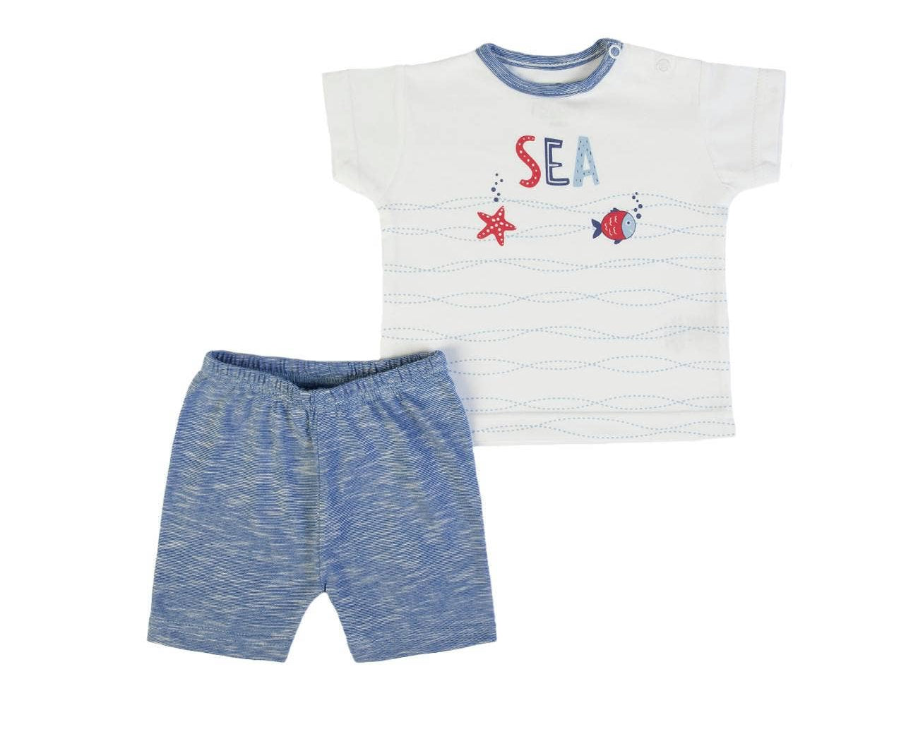 T-shirt + shorts - White/blue - CapuletKids