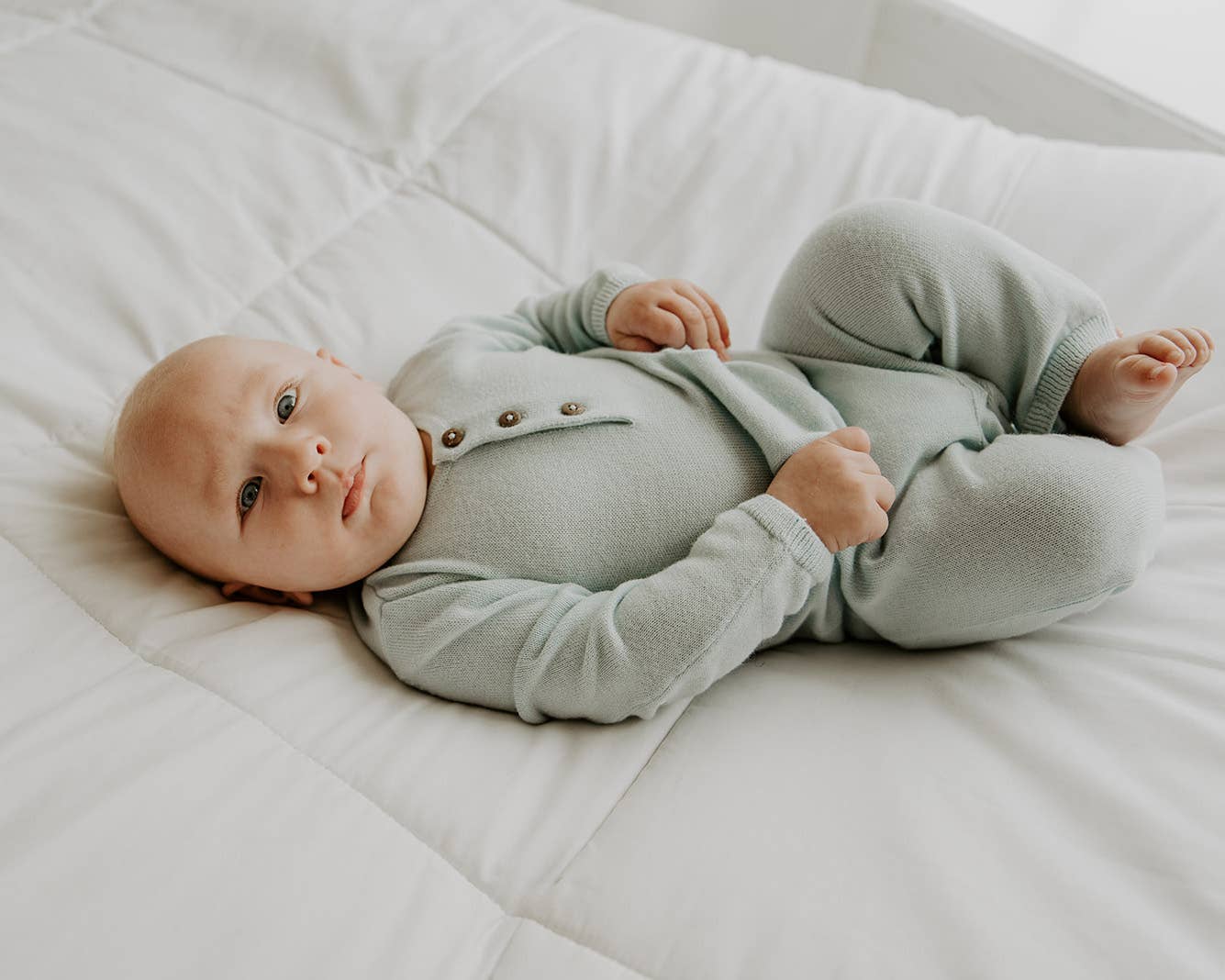 Viverano Organics| Milan Pastel Kangaroo Knit Coverall Romper (Organic Cotton) Mini Kids 0-12M - CapuletKids