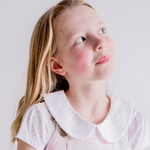 Dotty Dungarees / Short Sleeved Peter Pan Collar T-Shirt Blouse Top With Pink Spots for Baby Girls and Girls 2Y - 8Y