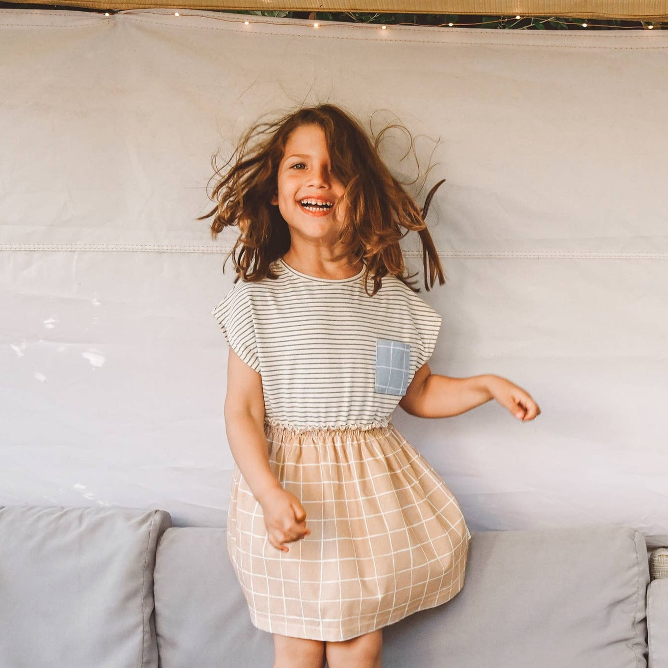 mimOOkids Barcelona - The Montessori Brand /  Combined Dress Organic Recycled Cotton Checkers
