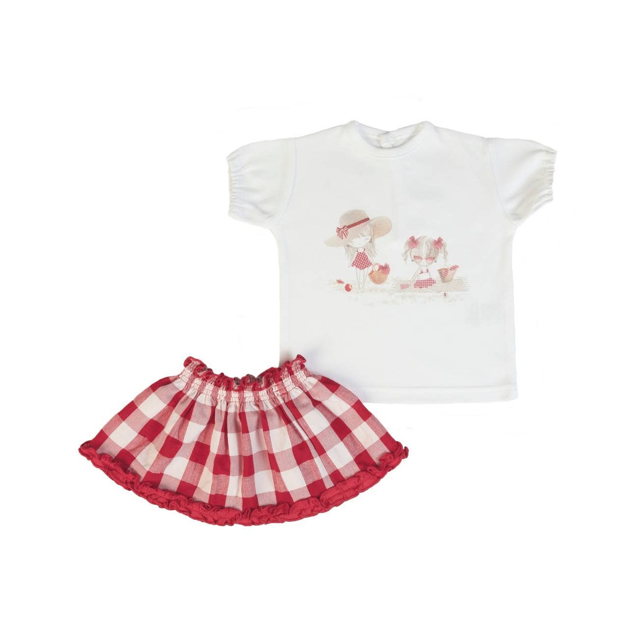 T-shirt + woven skirt - White/red - CapuletKids