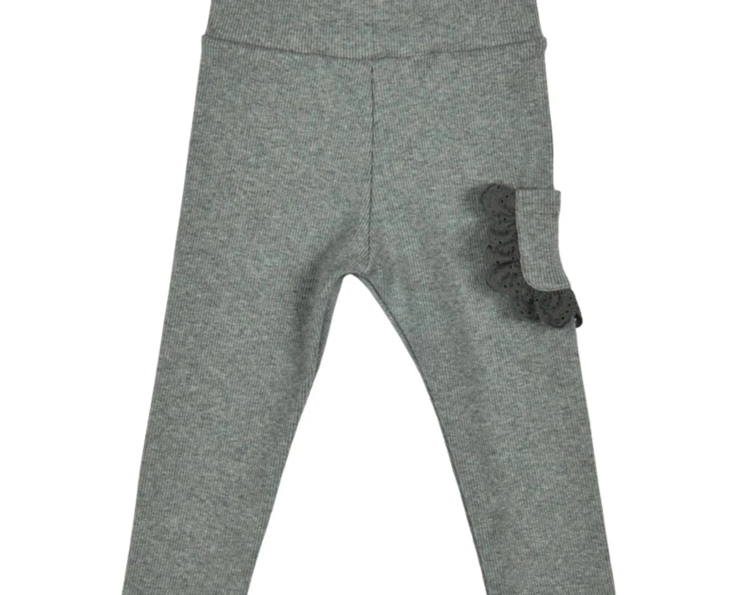 Bébé Sweeny Colly Leggings - Grey Ribbed Jersey Cotton with Lace 12M-36M - CapuletKids