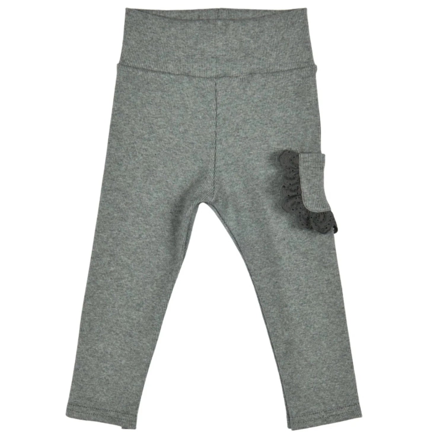 Bébé Sweeny Colly Leggings - Grey Ribbed Jersey Cotton with Lace 12M-36M - CapuletKids
