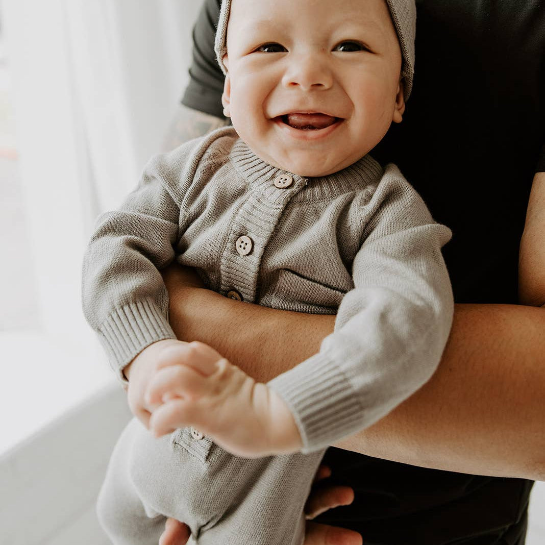 Viverano Organics| Milan Pastel Button Coverall Sweater Knit (Organic Cotton) for Newborn and Mini Kids 0-18 M - CapuletKids