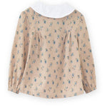 Beet World Cabbage Blouse Top in Forget Me Not