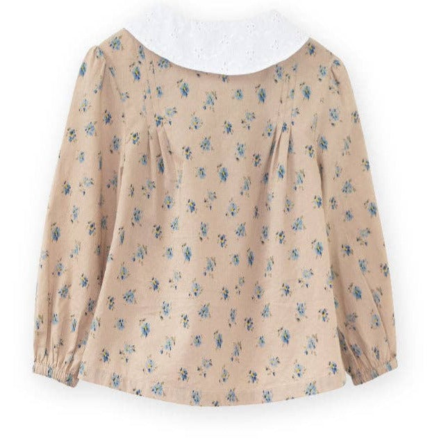 Beet World Cabbage Blouse Top in Forget Me Not
