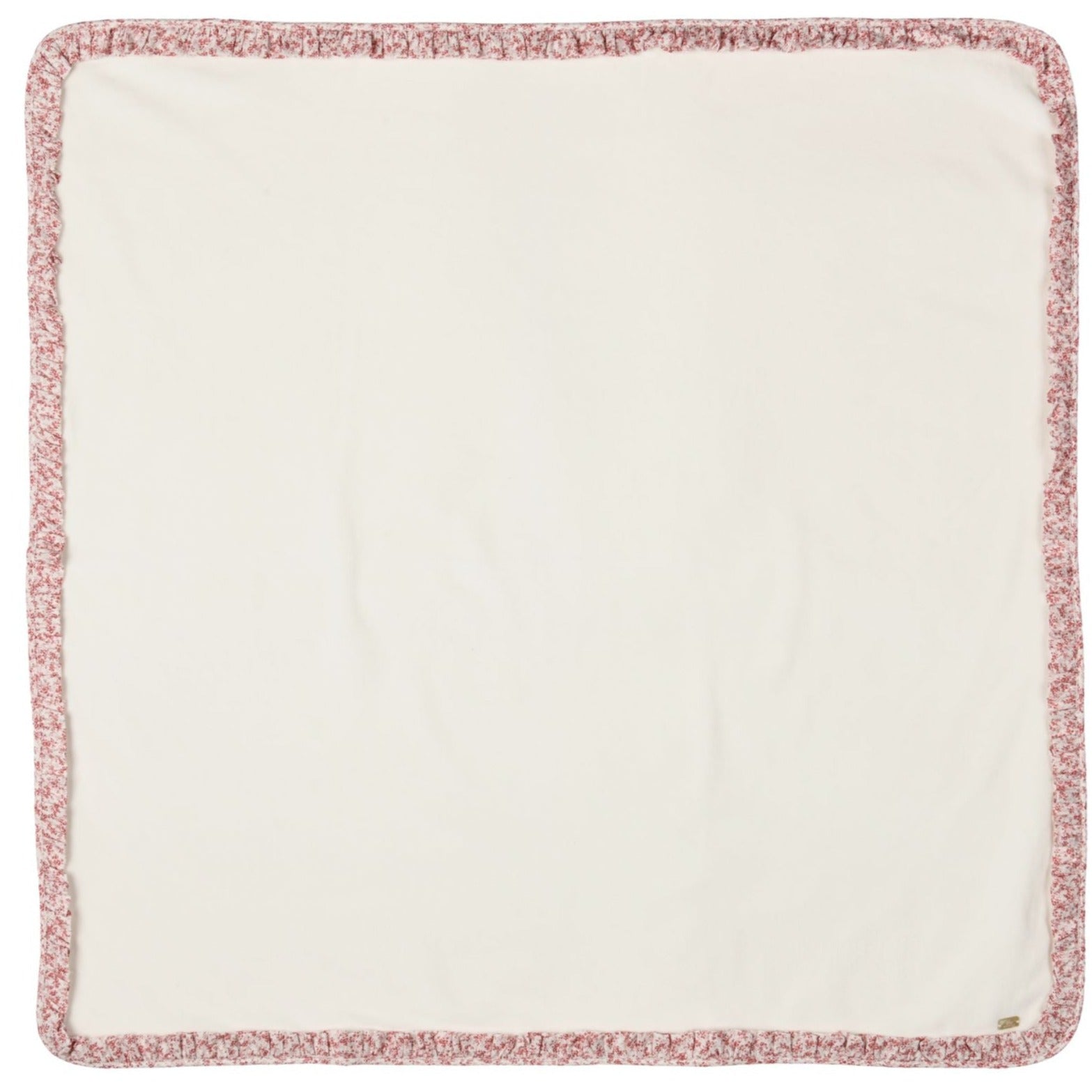 Bébé Sweeny Off-White Velour Baby Blanket with Floral Trim