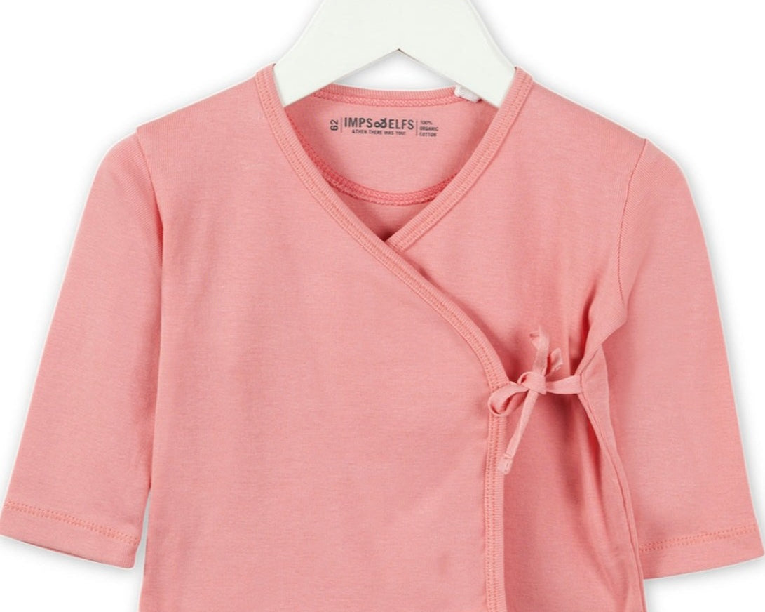 Imps & Elfs Organic Cotton Newborn Kimono Wrapover Top With Side Ties and Long Sleeves - CapuletKids