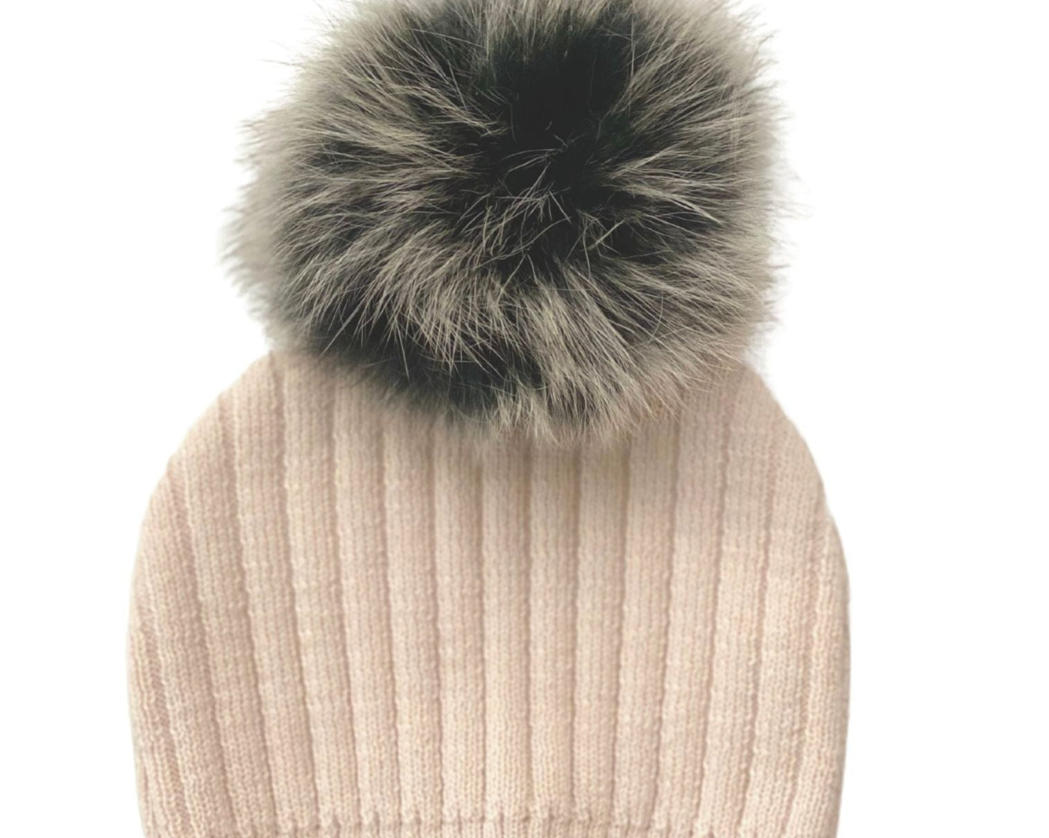 Bébé Sweeny Ivory Knit Ribbed Bonnet Hat With Pompom for Mini Kids 3-12M - CapuletKids