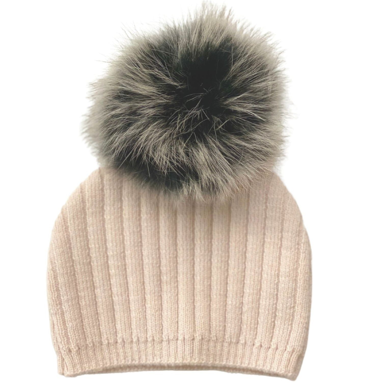 Bébé Sweeny Ivory Knit Ribbed Bonnet Hat With Pompom for Mini Kids 3-12M - CapuletKids
