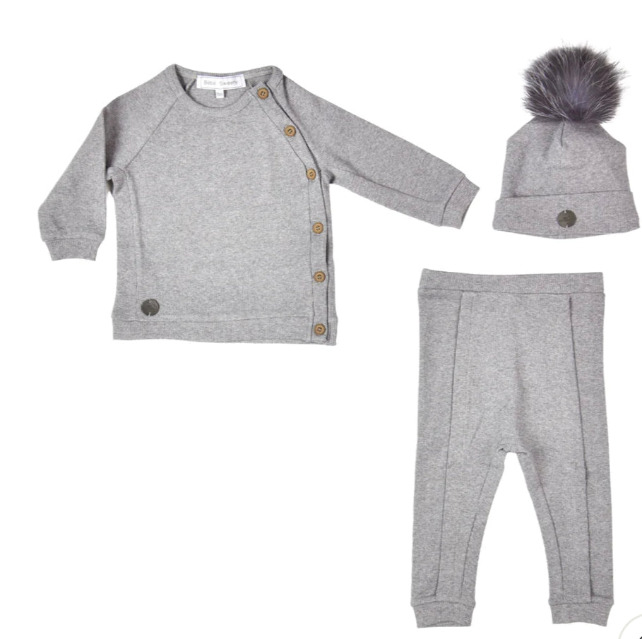 Bébé Sweeny Cotton Lenny Grey Leggings Set for Mini Boys 6M - 18M - CapuletKids