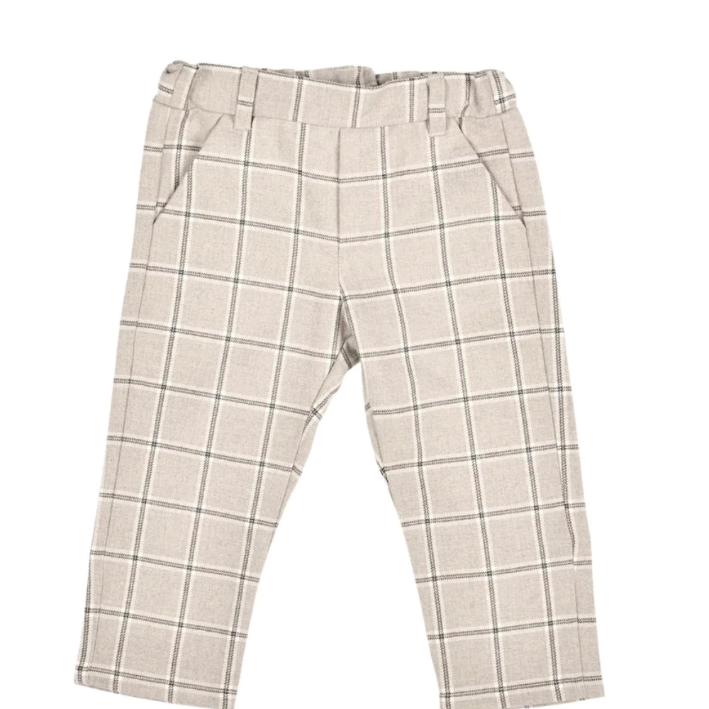 Bébé Sweeny Elton Boys Light Blue & Navy Check Flannel Trousers - CapuletKids