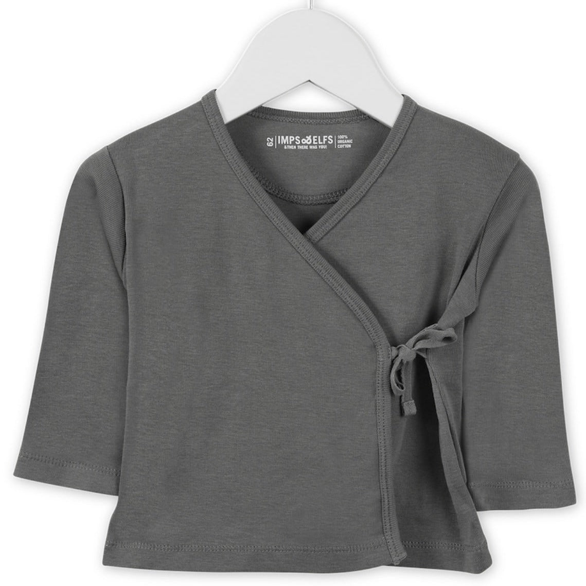 Imps & Elfs Organic Cotton Newborn Kimono Wrapover Top With Side Ties and Long Sleeves - CapuletKids