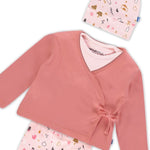 Imps & Elfs Organic Cotton Newborn Kimono Wrapover Top With Side Ties and Long Sleeves - CapuletKids