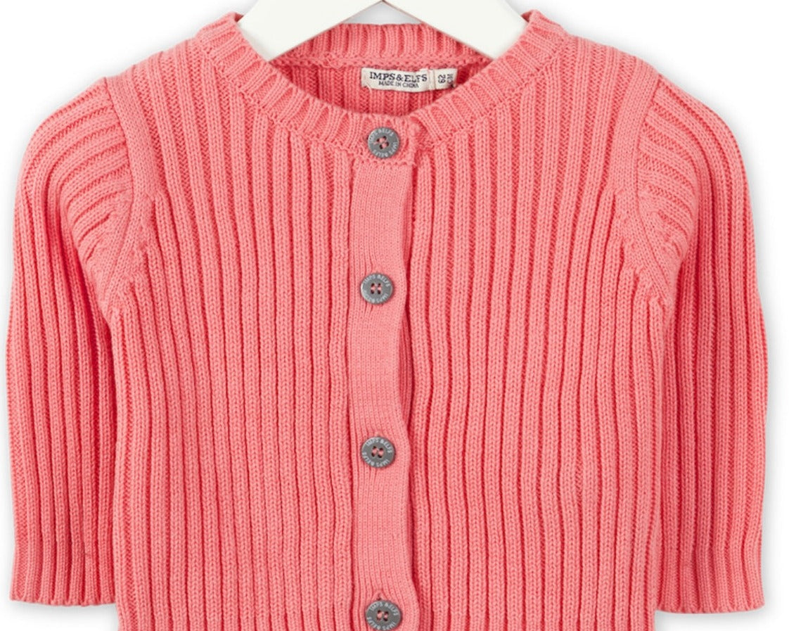 Imps & Elfs Knitted Unisex Organic Cotton Cardigan for Newborn to Mini Girls and Boys 0-12M - CapuletKids