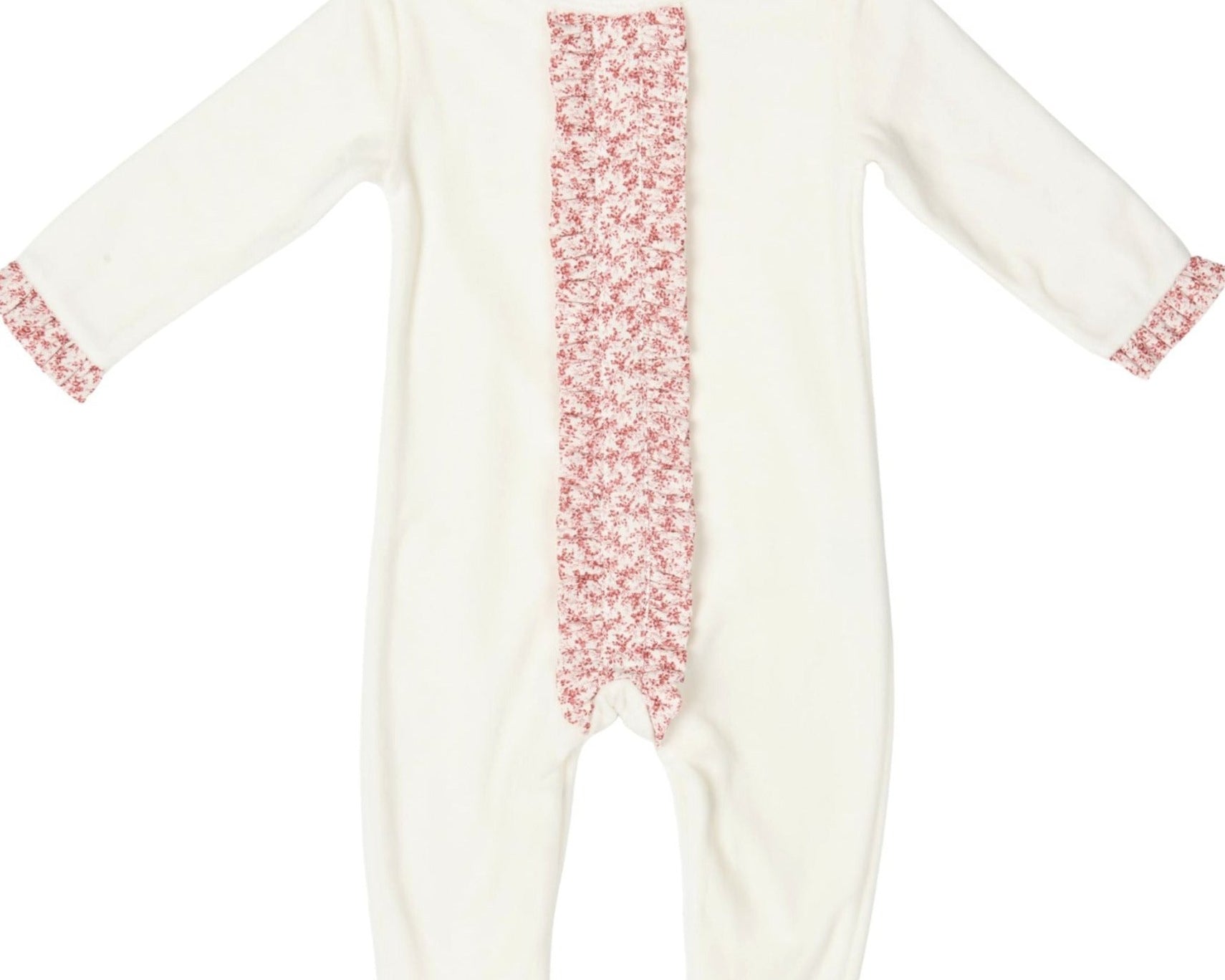 Bébé Sweeny Organic Cotton Coralie  wuth Floral Patterned Ruffle Babygrow Overall Sleepsuit for Mini Girls