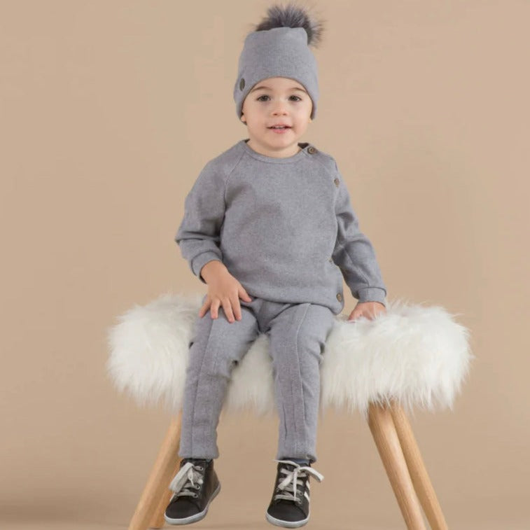 Bébé Sweeny Cotton Lenny Grey Leggings Set for Mini Boys 6M - 18M - CapuletKids
