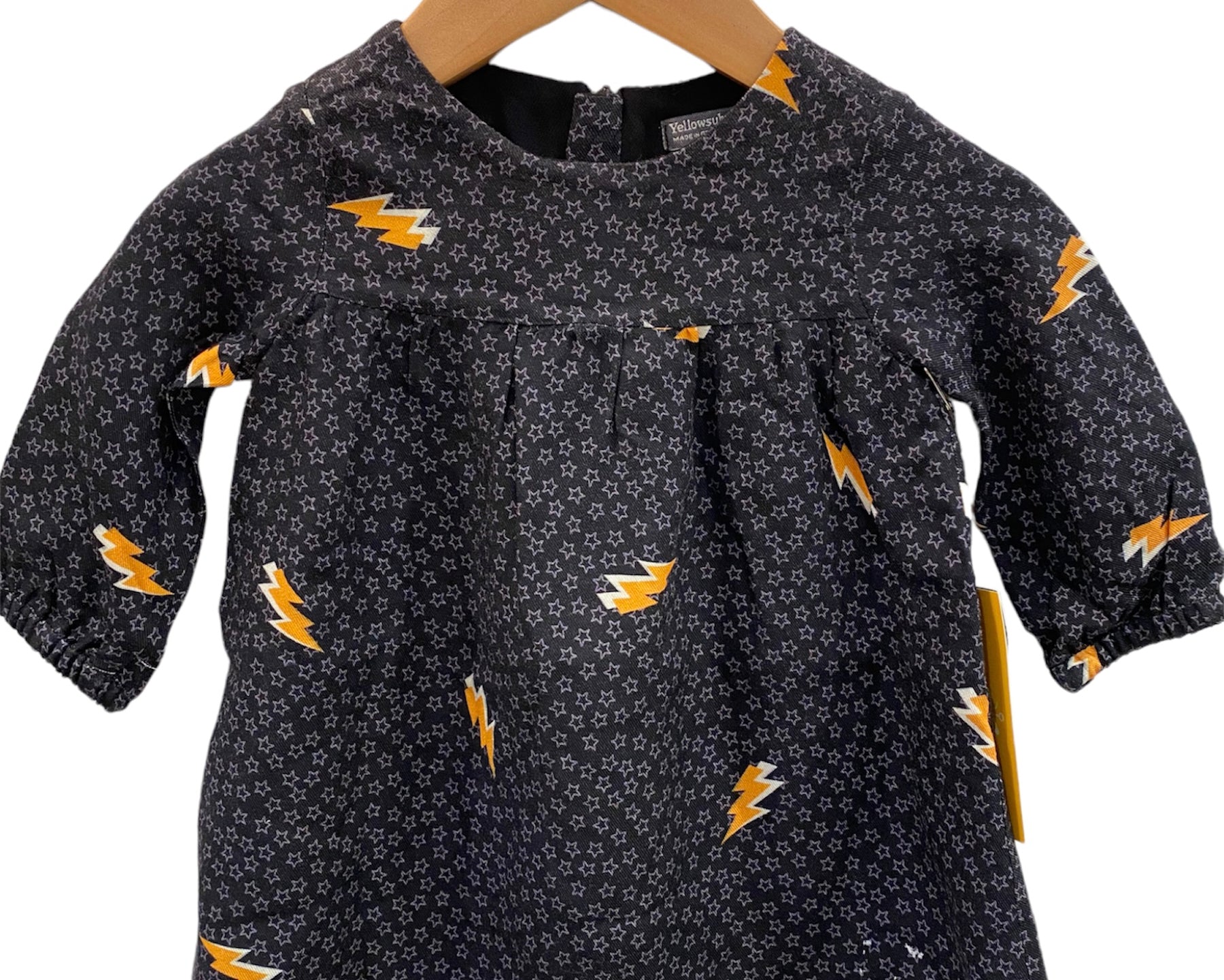 Yellowsub Printed Cotton Dress With Long Sleeves For Girls - CapuletKids