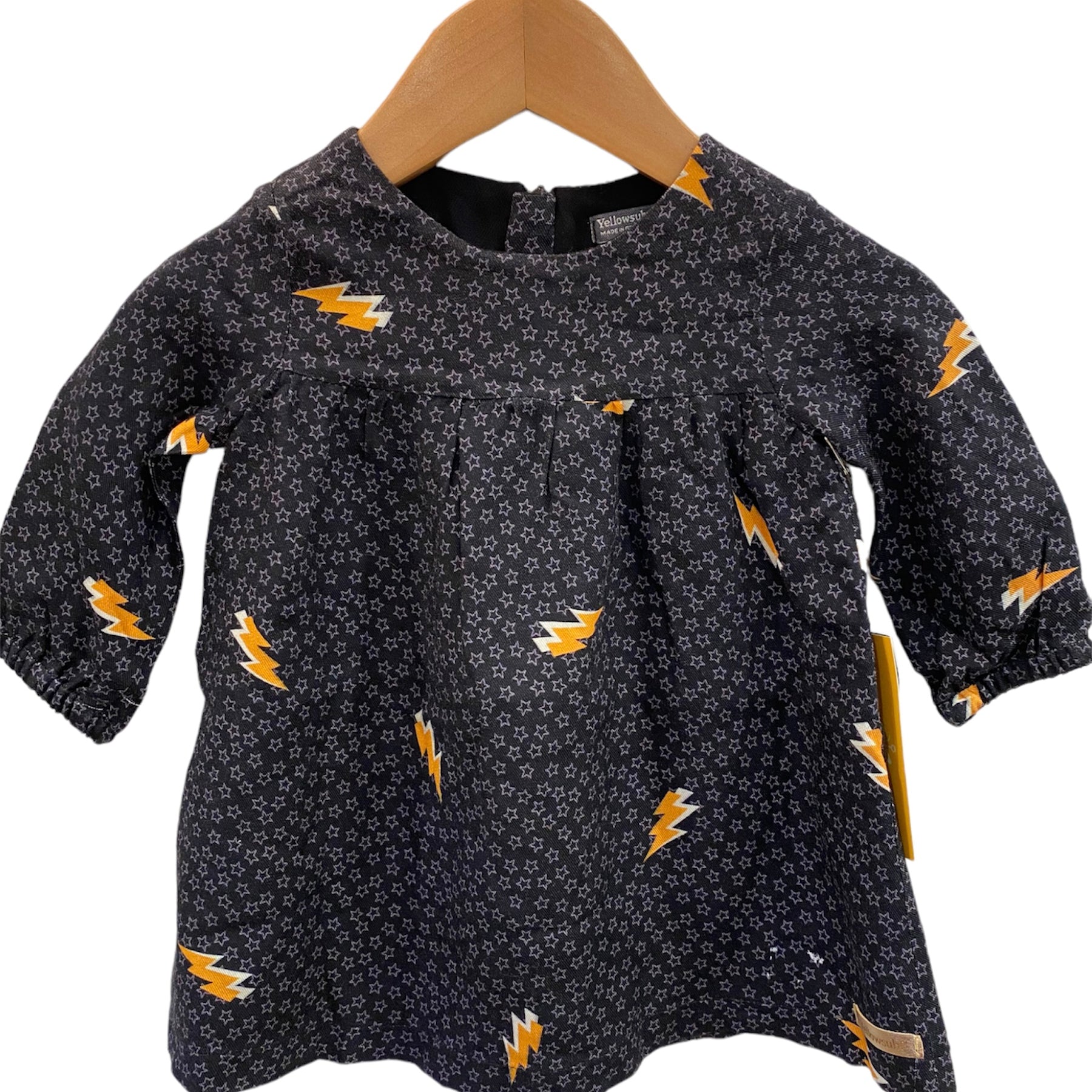 Yellowsub Printed Cotton Dress With Long Sleeves For Girls - CapuletKids