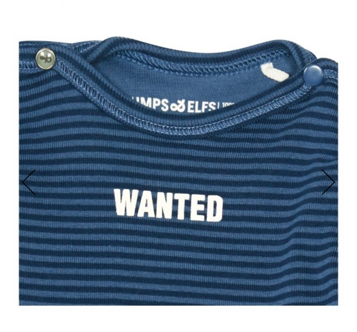 Imps & Elfs Cotton Long Sleeve Stripe T-Shirt "Wanted" for Mini Girls and Boys 3M - 1Y - CapuletKids