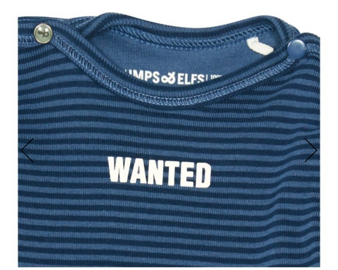 Imps & Elfs Cotton Long Sleeve Stripe T-Shirt "Wanted" for Mini Girls and Boys 3M - 1Y - CapuletKids