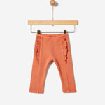 Yell-Oh orange ribbed frilled pants for baby girls